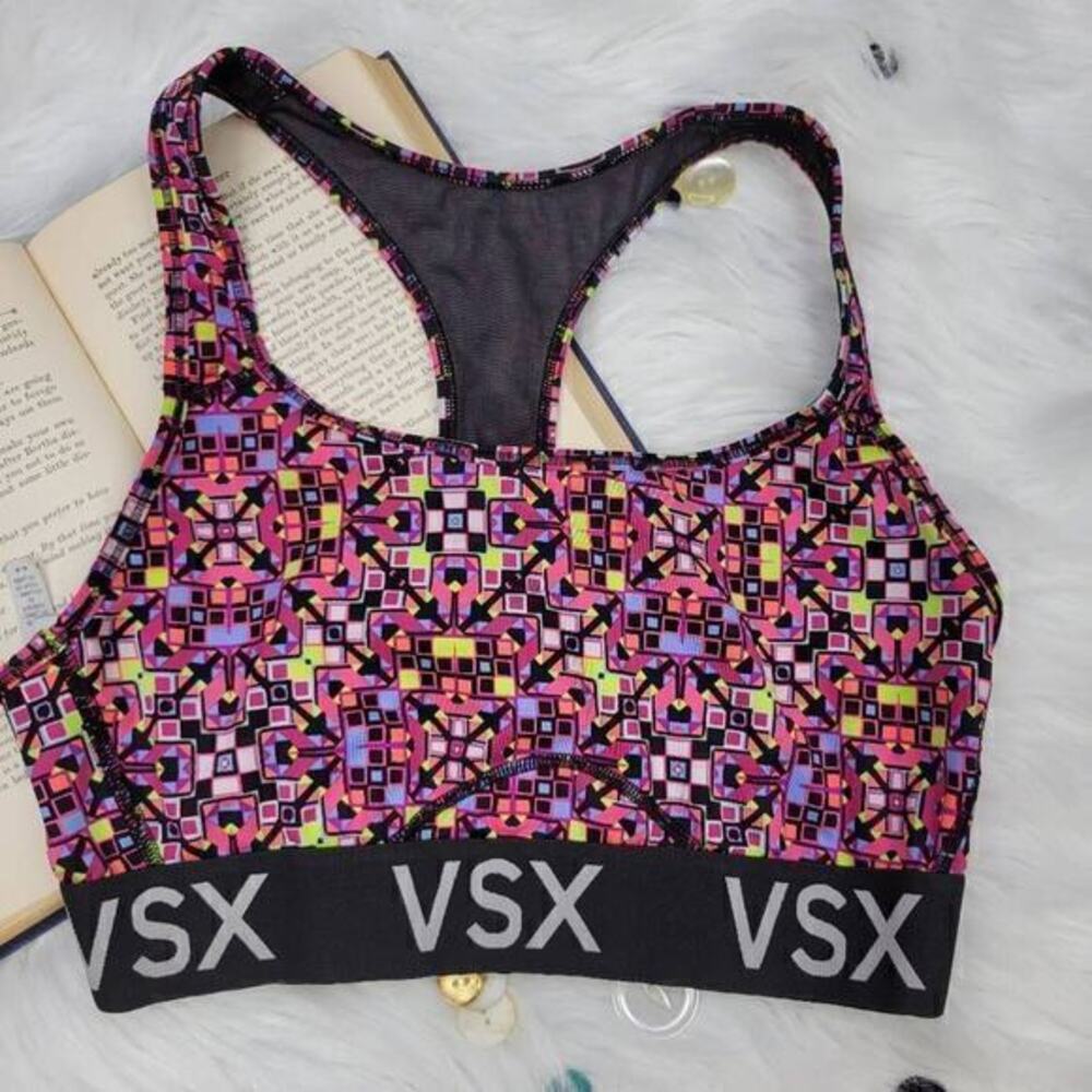 Victoria's Secret VSX Women's Multi-Colored Racerback Sports Bra Size Medium‎